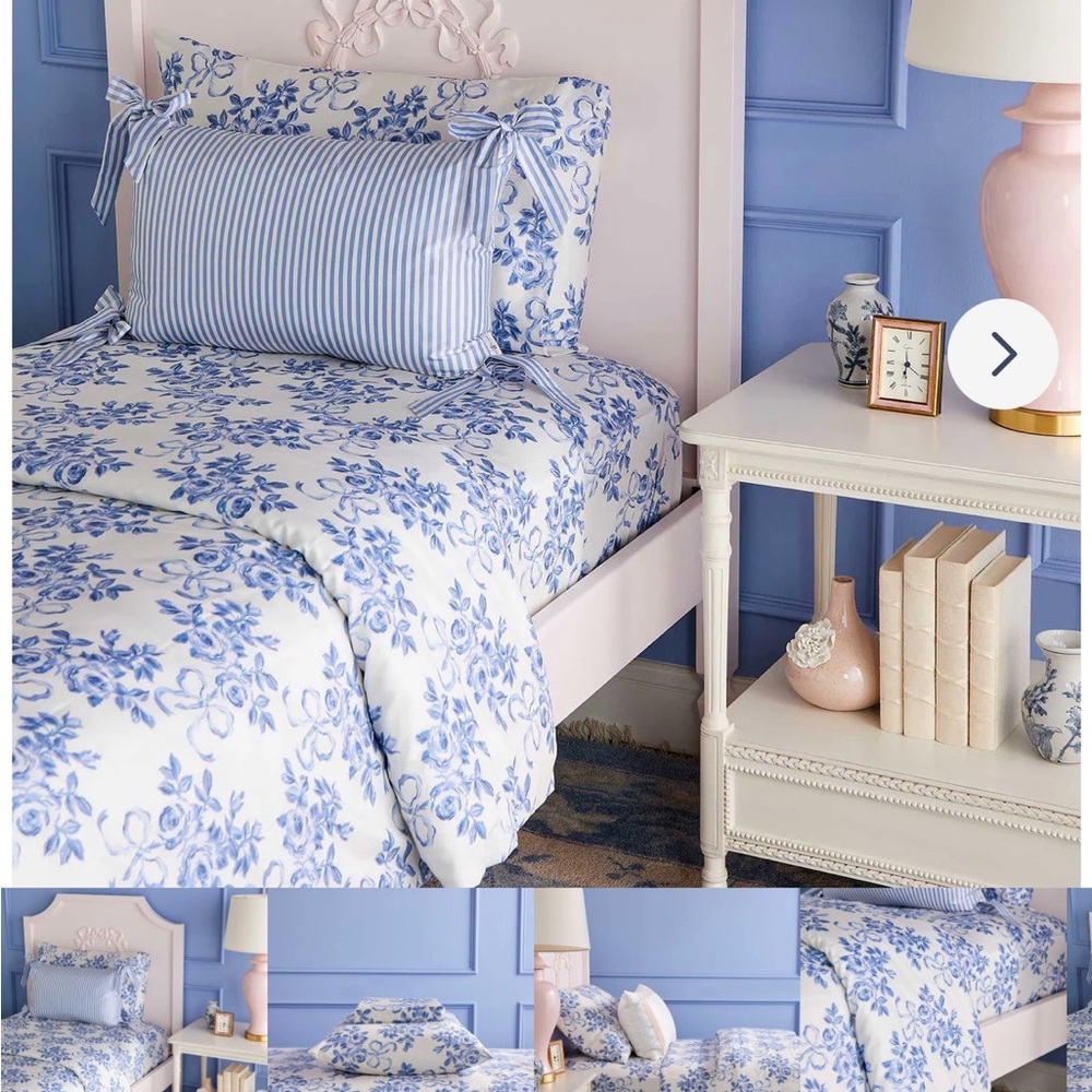 Elegant Blue Floral Duvet Cover Set